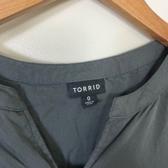 Torrid Mini Challis Lace Up Long Sleeve Shirt Dress Grey Women’s Size 0 / L - Picture 9 of 11